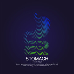 Human stomach medical structure. Vector logo stomach care color silhouette on a dark background. gastrointestinal system vector design - EPS 10