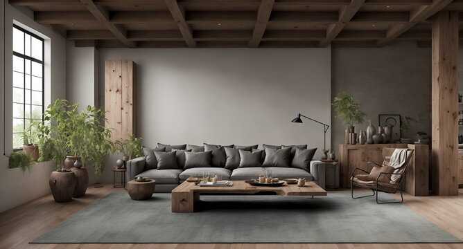 Photo of a modern living room with minimalistic furniture and large windows © Usman