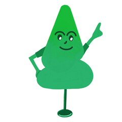 Watercolor and drawing cute smiling green pine tree for camping and adventure in the forest. Digital painting of icon illustration.