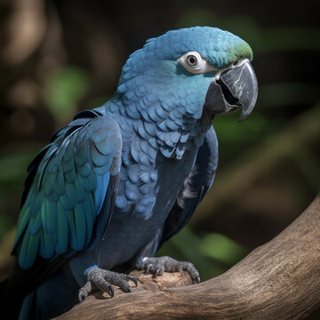 he Spix's macaw, the bird parrot. Created with AI