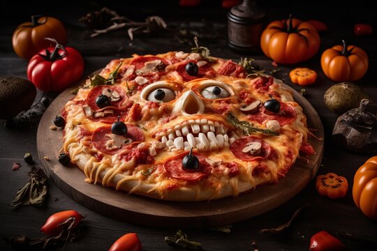 Scary halloween pizza