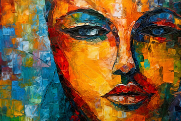 An abstract art piece painted on a textured canvas, serving as a visually engaging background. AI created.