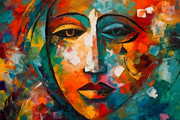 An abstract art piece painted on a textured canvas, serving as a visually engaging background. AI created.