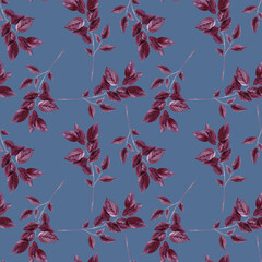 Hand painted watercolor seamless pattern with purple basil