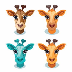 Collection of giraffes. Animals of Africa. Wild nature. Vector illustration, isolated on white background. Cartoon, logo style