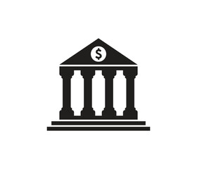 Bank building icon,Financial institution flat icon for apps and websites