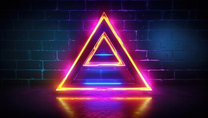 neon triangle with an 'l' on black background, generative ai