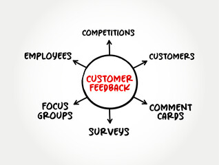 Customer Feedback is information provided by customers about their experience with a product or service, mind map concept for presentations and reports