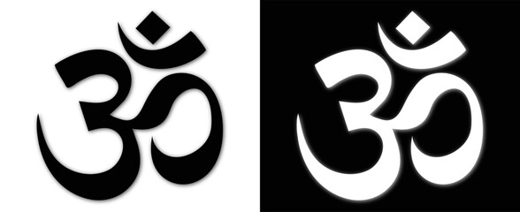 abstract black and white background with black and white om symbol