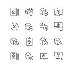 Set of abstract product related icons, module, application, design, metaphor and linear variety symbols.	
