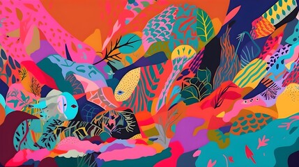 Wallpaper featuring vibrant colors and abstract shapes, with a dynamic and energetic feel that embodies a passion for living life to the fullest. Generative AI. - obrazy, fototapety, plakaty