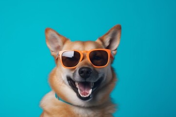 dog cute isolated funny smile sunglasses animal pet background portrait purebred. Generative AI.