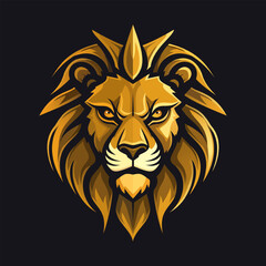 Plakat lion logo vector template. Lion King. Golden lion logo.