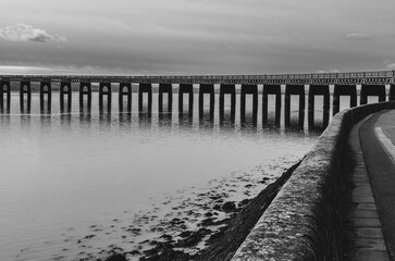 Fototapeta na wymiar Tay Rail Bridge on the River Tay At Dundee Scotland
