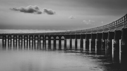 Tay Rail Bridge on the River Tay At Dundee Scotland