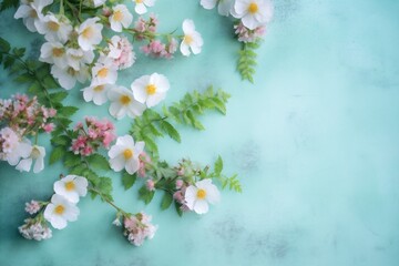 leaf light blossom background beautiful green copy floral space nature spring flowers. Generative AI.
