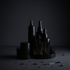 Cosmetic glass dropper bottle with oil, serum Generated AI