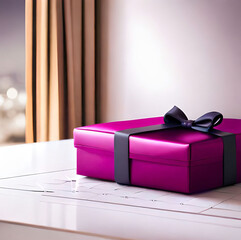 purple gift box with ribbon Generated AI