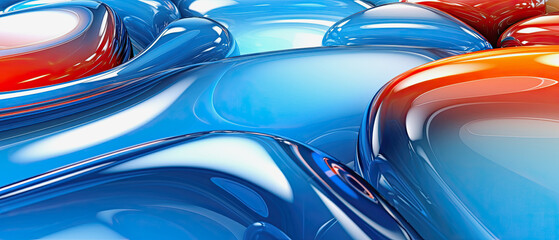 generative ai illustration of an abstract red and blue glossy fluid background
