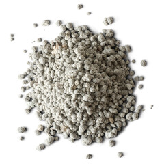 pile of inorganic fertilizer, aka synthetic or chemical fertilizer, minerals like nitrogen, phosphorus and potassium needs for different plants and crops, isolated