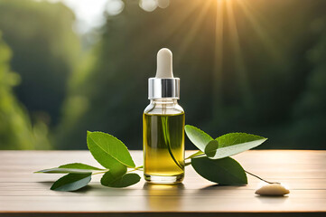 bottle of oil with rosemary Generated AI