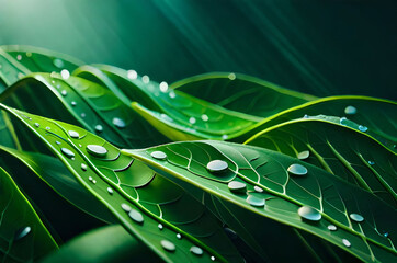 green leaf with water drops Generated AI