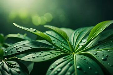 green leaf with water drops Generated AI