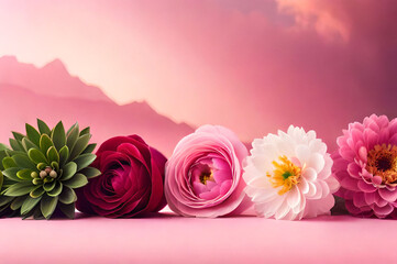 pink flowers Generate AI