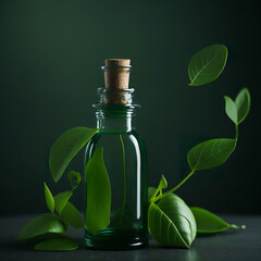 bottle of oil with herbs generative ai