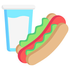 hot dog, drink, tea and coffee, breakfast food courts vector icons for web design, app, banner, flyer and digital marketing.
