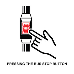 Pressing the bus stop button icon isolated on background vector illustration.