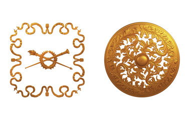 Classic gold ornamental pattern on transparent background