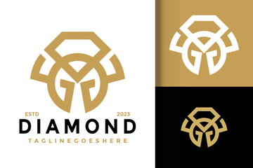 Letter M Diamond Crystal Logo vector icon illustration