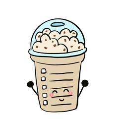 iced coffee cup (the character with hand-free drawing)