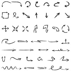 Obraz premium Grunge arrows set hand drawn vector arrows.