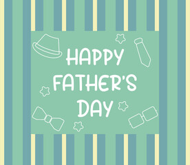Obraz premium happy father's day background, with hat, star, tie and glasses icon. Template for banner, poster, social media, web, greeting card.