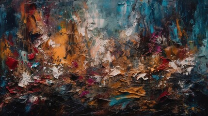 abstract painting with irregular, textured brushstrokes.