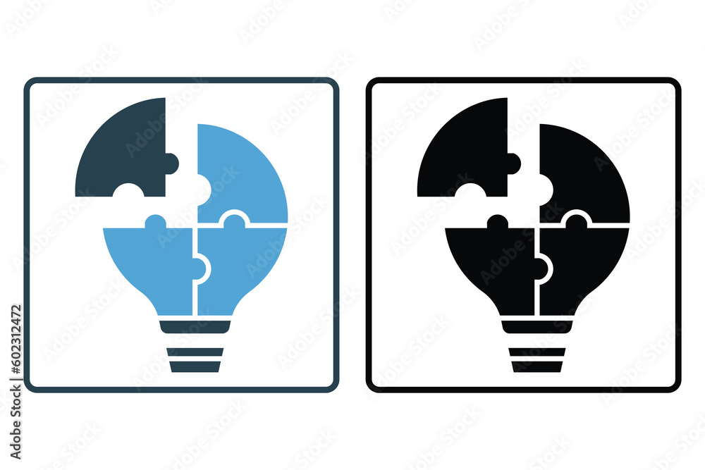 Poster problem solving icon illustration. light bulb icon. icon related to idea, business. solid icon style