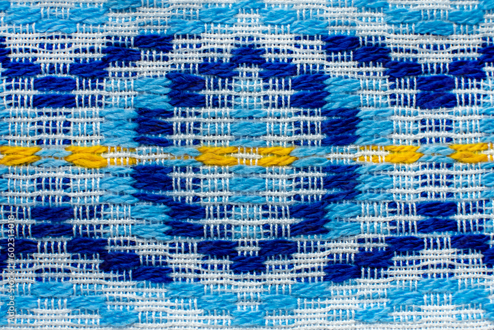Poster texture of linen fabric with a pattern. pattern on textiles
