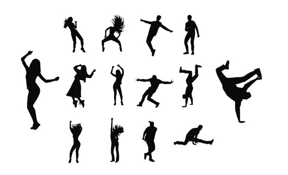 People dancing silhouette vector illustration