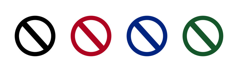 Not allowed, No, Don't. Vector Illustration Icon Collection.