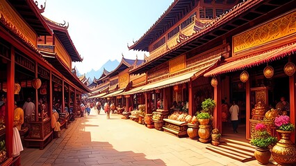 Naklejka premium China market,china tradition,china structure,china culture,china, culture, history