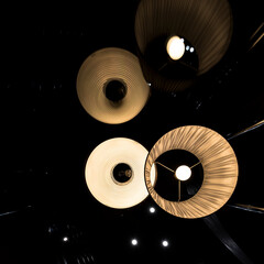 ceiling lamps glowing in the dark