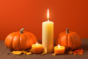Halloween pumpkin with candles. Generative AI