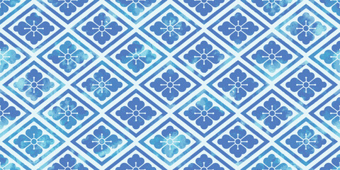Japanese motif watercolor background. Seamless pattern.Vector. 水彩和風パターン
