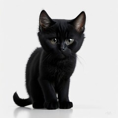 Black Kitten in white background