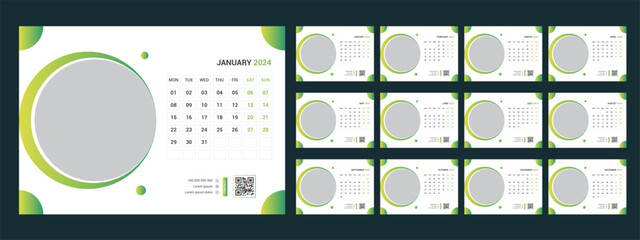 calendar, 2024, desk, template, design
