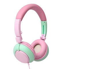 Pastel headphones isolated on white background. Generative AI