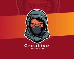 avatar hacker gamer mascot esport logo design , young wearing hoodie and mask, mask logo, gaming logo, gamers logo template, ninja, mask man , vector eps file, avatar wearing mask