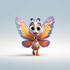 Cute Cartoon Butterfly Character (Generative AI)